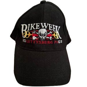 BIKE WEEK VINTAGE 2007 GETTYSBURG PA. BALLCAP TRUCKER HAT BLACK ADJUSTABLE OS